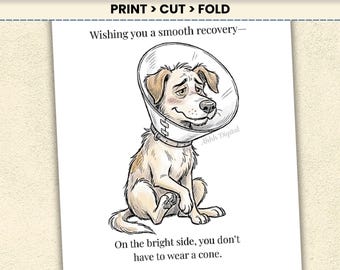 Funny Recovery Card, Get Well Wishes, Printable Get Well Greeting, Dog Themed Card, Digital Download