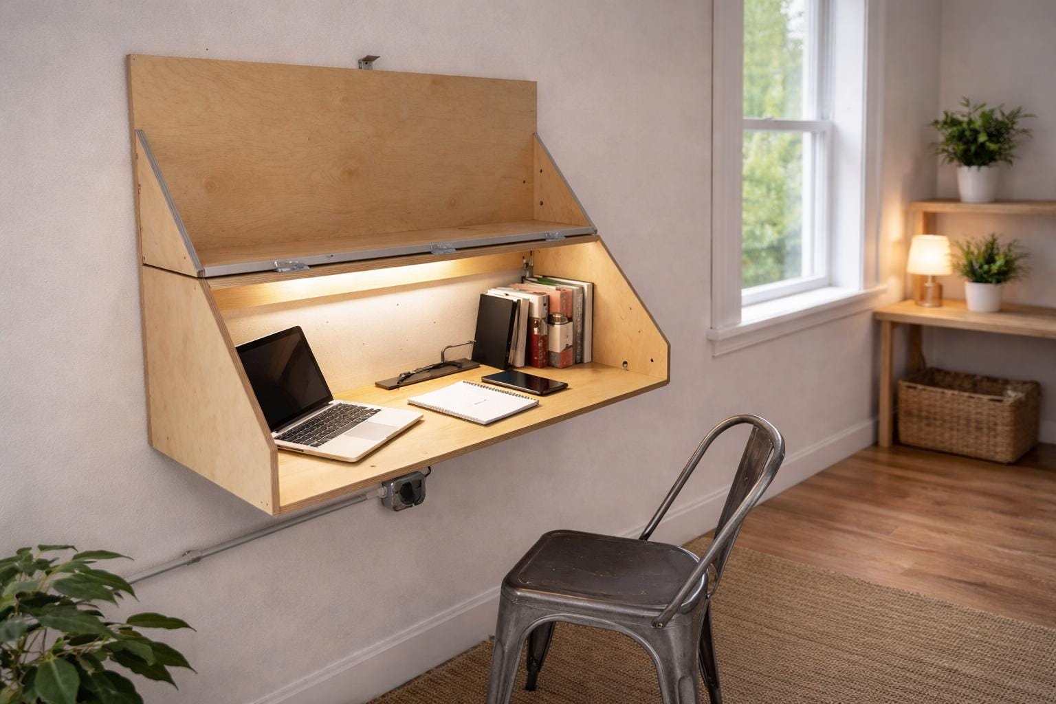 Pdcf Desk Wall Mounted Desk DIY Plans | Fold Down Desk Woodworking PDF | Space ...