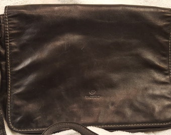 Paters Black Leather Messenger/Shoulder Bag