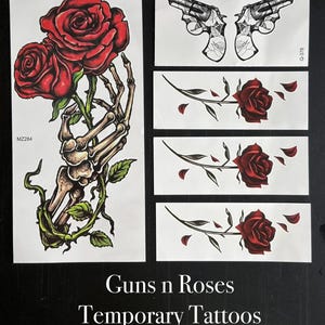 Paquete de 5 tatuajes temporales de Guns N’ Roses