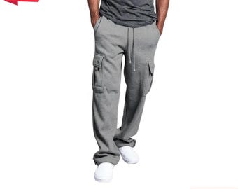 Men’s Utility Pocket Joggers – Cotton Blend Baggy Cargo Streetwear Pants