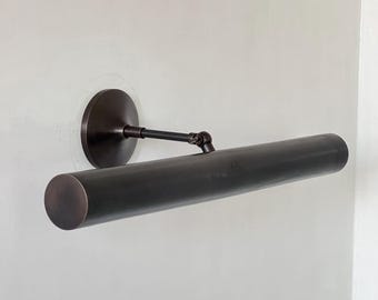 Raw Brass Picture Light: Mid-Century Modern Wall Sconce (24") Italian wall fixture