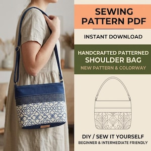Shoulder Bag Sewing Pattern PDF Boho Floral Crossbody Purse Instant Download DIY