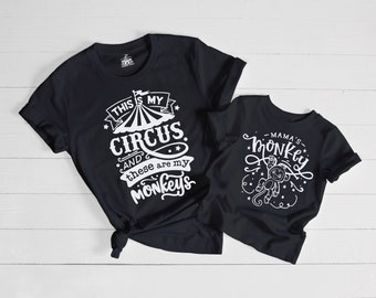 This is my Circus and these are my monkeys- Aerialist Cirque Aerial Yoga Mom or Mommy and Me Tee