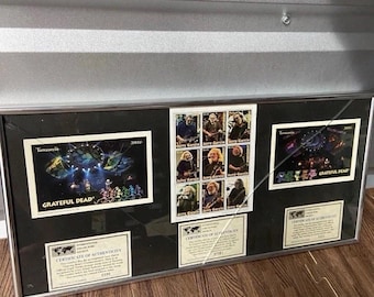 Jerry Garcia Tanzania Frimärken - Begränsad upplaga Inramad 1995-1998 Äkthetsintyg