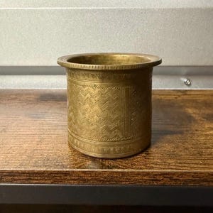 Old Vintage Unique Shape Beautiful Engraved Brass Rare Ganga jal /Holy Water Pot