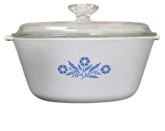 Corning Ware gryta blå blåklint 2,5 qt retro americana kök med lock