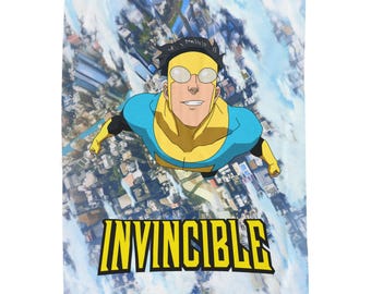 Invincible  Velveteen Plush Blanket | flying hero design