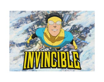 Invincible Superhero Logo Teppich | animierte Comicfigur Bodenmatte