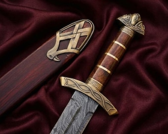 Hand-Forged Damascus Steel Viking Swords | Medieval Swords With Scabbard & Wooden Box | Northmen Sword Replica