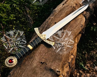 GOLDRYN SWORD - aangepaste handgesmede roestvrijstalen troon van glazen Athril-zwaard met schede | Perfect kostuumpantser cadeau voor hem