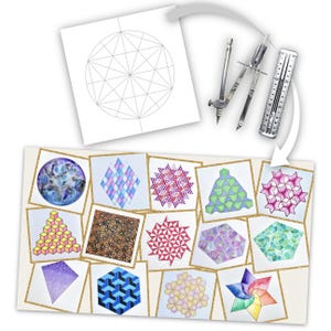 Tutoriel Comment dessiner 14 tessellations avec un motif hexagonal + versions en couleur peintes à la main (PDF numérique)