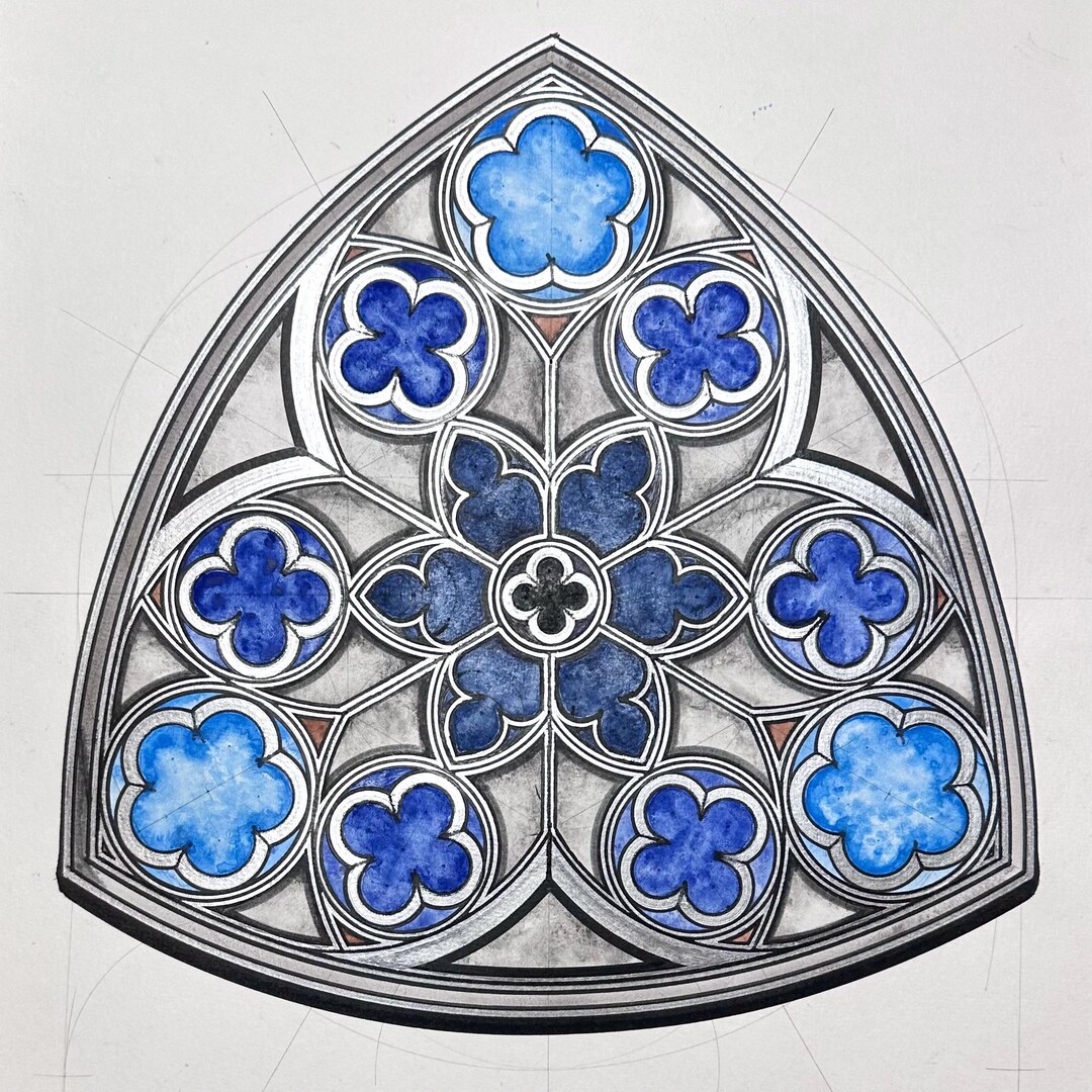 Arched Roses Drawing How to Draw Vienna Arched Rose Window Tutorial + Hand-painted Colour ...