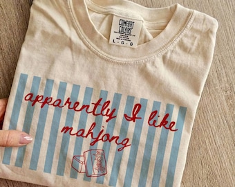 Apparently I Like Mahjong Shirt Comfort Colors Graphic Tee Vintage Game Night Sweatshirt Funny Mahj Lovers Gift Preppy Mahjong Squad Outfit