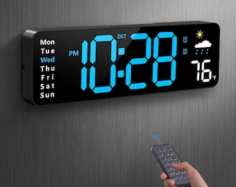 Large LED Digital Wall Clock, Modern Display with Remote, Temperature, Timer