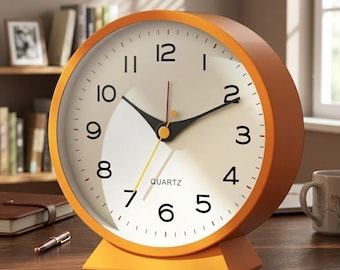 Retro Alarm Clock: Silent Non Ticking Metal Desk Clock (Battery Operated)