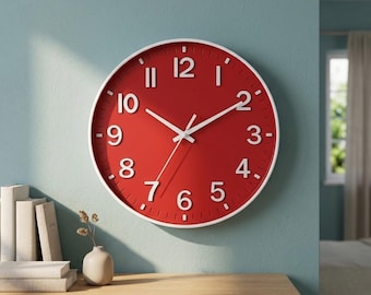Modern Silent Wall Clock, 12 Inch Minimalist Decor, Non Ticking Battery Operated