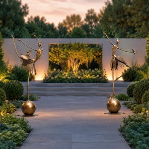 Metall Ballerina Gartenskulptur, Balletttänzer Statue im Freien, Elegantes Yard Art Decor, Metall Gartenverzierung Geschenk