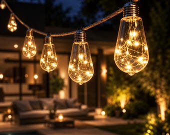 Solar Hanfseil Lichterkette, Outdoor Solar Lichterkette, rustikale Gartenbeleuchtung, Terrasse Balkon Dekor, wasserdichte Camping Lichter