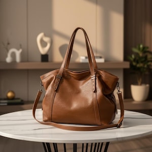 Bolso tote de piel para mujer, bolso de hombro grande para el trabajo, bolso tote de piel para portátil, bolso de viaje, regalo para ella.