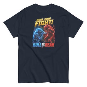 Aktiemarknad Bull vs Bear Fight T-shirt, unisex bomullströja