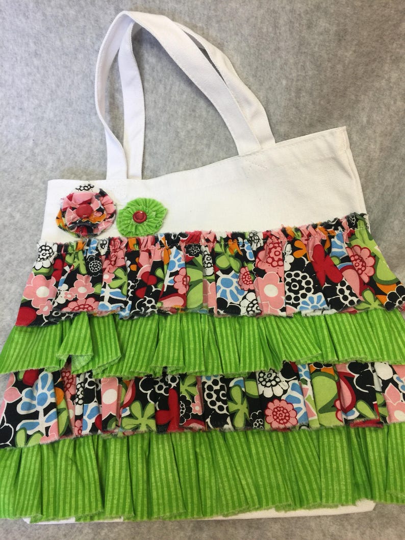 Fun springy Knitting Crochet Needlework Book Gift tote