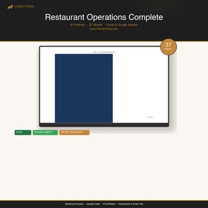 Pack Opérations de restaurant | Suivi du compte de résultat et du coût des aliments + Food Truck Manager + 14 formulaires | 6 feuilles Excel pour les restaurateurs