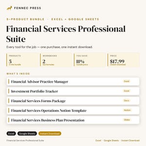 Financial Advisor Practice Bundle | AUM Client Pipeline Revenue Tracker | 5 Excel Google Sheets Spreadsheets