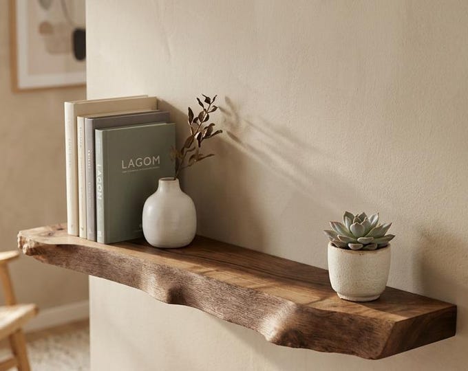 Live Edge Walnut Floating Shelf