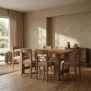 Solid Wood Dining Table, Handmade Organic Modern Kitchen Table, Custom Size Rustic Farmhouse Dining Table, Natural Wood Furniture