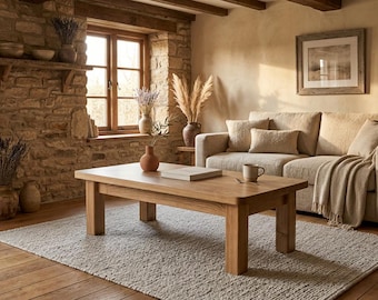 Wood Coffee Table, Rustic Farmhouse Coffee Table, Handmade Living Room Table, Solid Wood Furniture, Custom Table