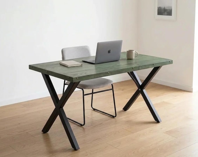 Handmade Wood Desk, Metal Legs, Modern Home Office Desk