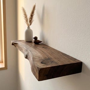 Live Edge Walnut Floating Shelves, Custom Size Available, Natural Wood image 3