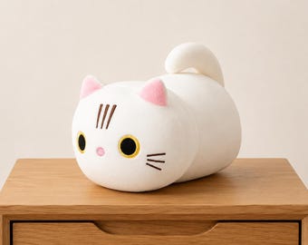 かわいい猫のぬいぐるみ枕｜柔らかいぬいぐるみ、インテリア、猫好きへのギフト
