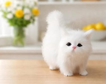 Mini Realistic Cat Plush | Soft Stuffed Kitty Toy | Desk Decor Gift