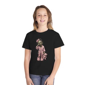 Camiseta infantil de Halloween con estampado de osito zombie / Camiseta de algodón teñida en prenda