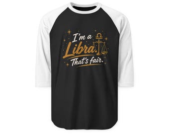 Libra Zodiac Humor Raglan Shirt | Astrology Tee, Fine-Knit Cotton, Contrast Sleeves