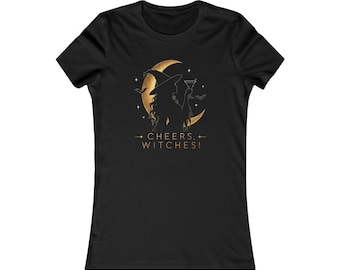 Witchy Crescent Moon Tee | Halloween Graphic Shirt, Gold Foil Print