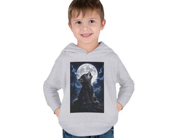 Toddler Howling Wolf Moon Hoodie | Cozy Woodland Adventure Pullover