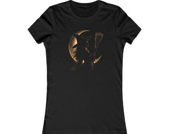 Witch Crescent Moon Graphic Tee | Vintage Style Witchy Shirt