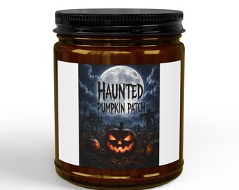 Halloween Themed / Haunted Pumpkin Patch Candle 4oz or 9oz Soy Candle | Black Lid