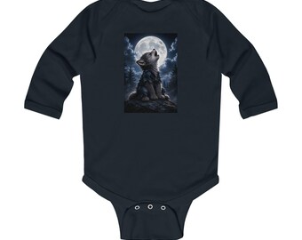 Howling Wolf Moon Infant Bodysuit | Night Sky Wolf Graphic