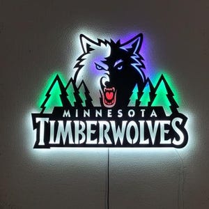 Minnesota Timberwolves LED Wall Art - NBA Team Logo Game Room Decor Gift