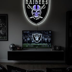 Las Vegas Raiders LED-skylt - Laglogotyp Man Cave-dekor & Sportfanpresent