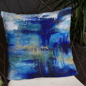 Abstract Blue Throw Pillow