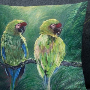 Love Birds Parrots Throw Pillow is a great accent pillow for a bedroom or living Room pillow or entryway. Tropical pillow image 7