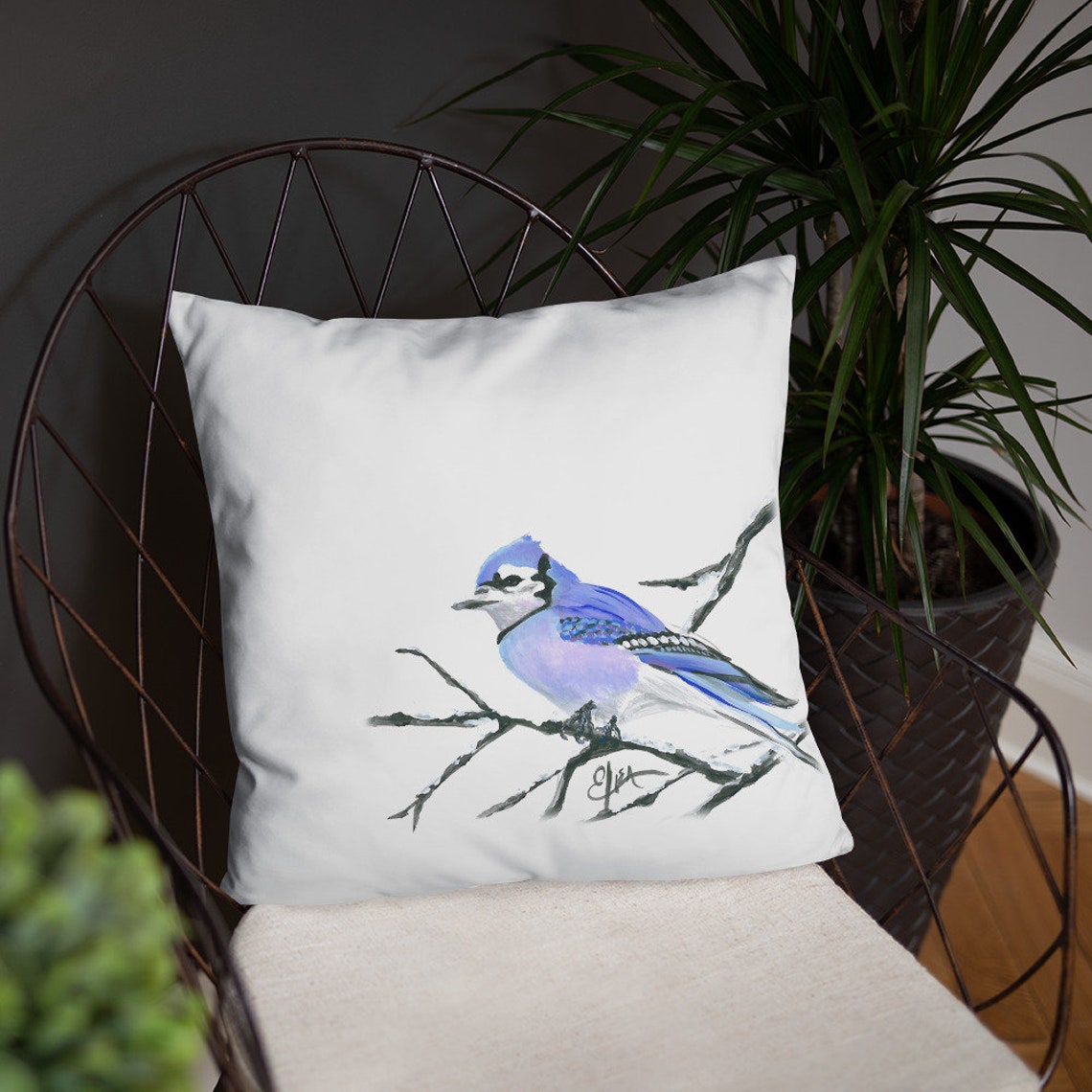 Blue Jay Throw Pillow Etsy