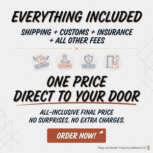 May include: An advertisement with the text "EVERYTHING INCLUDED" and "ONE PRICE DIRECT TO YOUR DOOR." The image includes icons representing delivery, customs, and insurance. A brown button reads "ORDER NOW!"