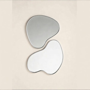 Asymmetrical Gold Organic Mirror Set | Abstract Freeform Double Wall Mirror Silver