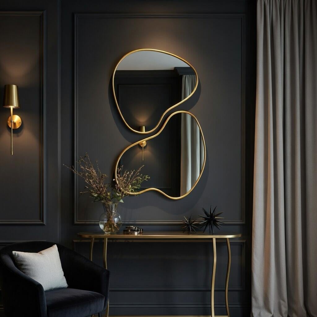 Ensemble de miroirs organiques dorés asymétriques — Beyit